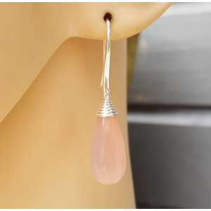 Silver earrings with pink Chalcedony earrings