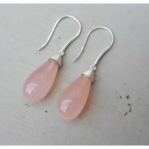 Zilveren oorbellen met roze Chalcedoon oorbellen