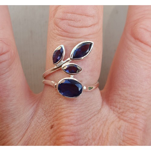 Zilveren ring gezet met Ioliet 16.5 of 18