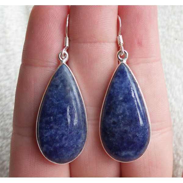 Silver earrings set with large oval shape Sodalite 