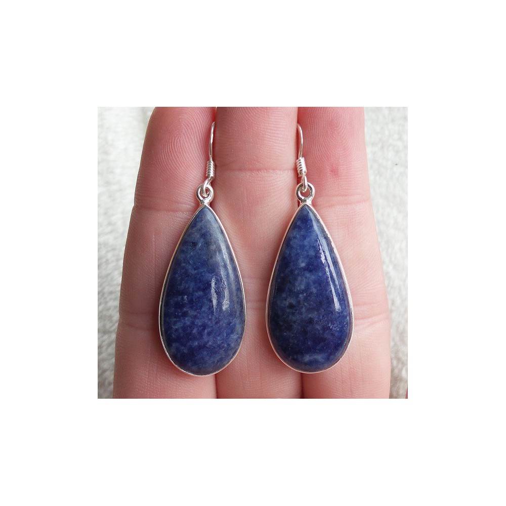 Silver earrings set with large oval shape Sodalite 