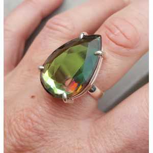 Silber ring set mit ovalen schwarzen Mystic Topas 18,5 mm