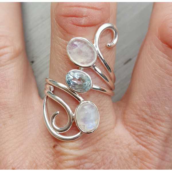 Ziveren ring set with Moonstone and blue Topaz 19