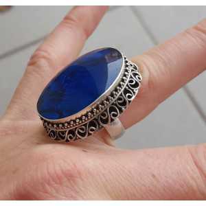 Silber-ring, Blaue Abalone Muschel geschnitzte Einstellung