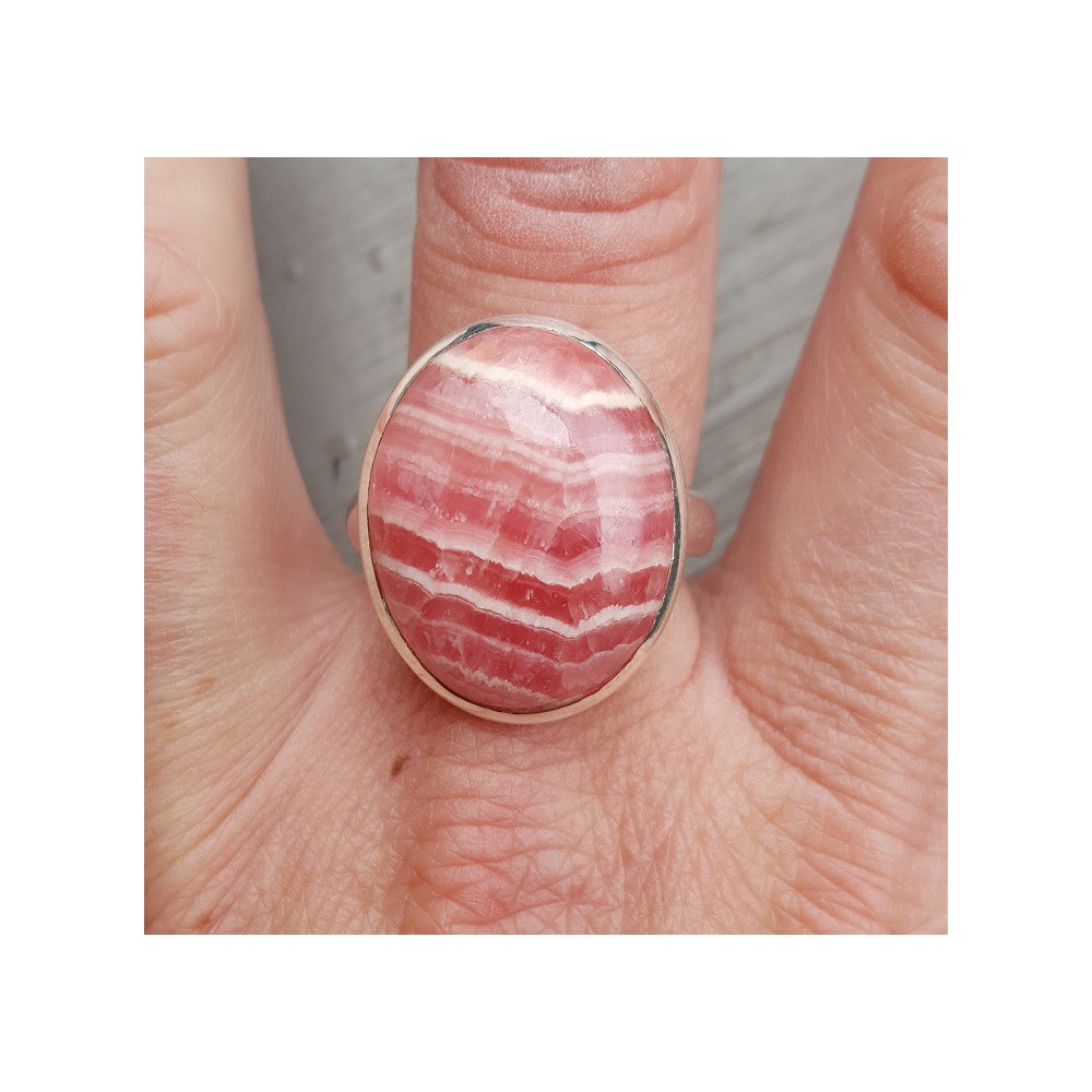 Silver ring set with Rhodochrosite 20.5 mm