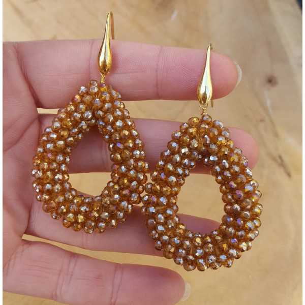 Gold plated earrings with open drop crystals