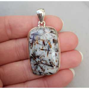 Silver pendant set with rectangular Astrophylliet