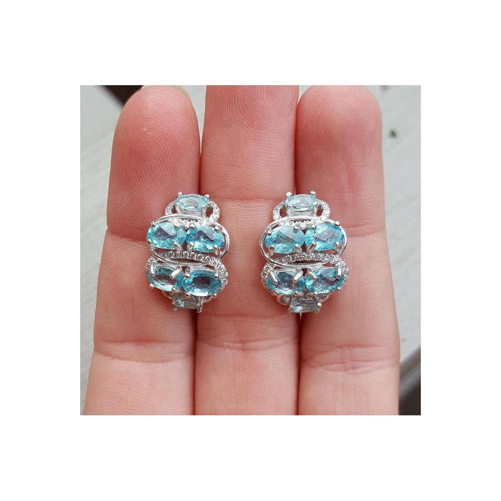 Silver earrings with Apatite and Zircon