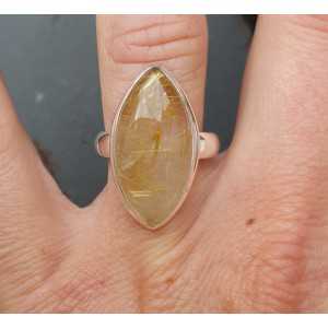 Zilveren ring gezet met marquise gouden Rutielkwarts 17 mm