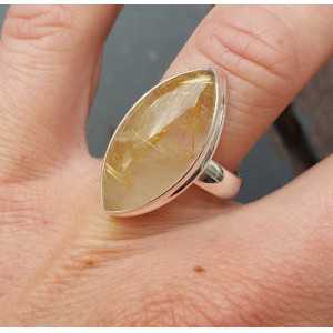 Zilveren ring gezet met marquise gouden Rutielkwarts 17 mm