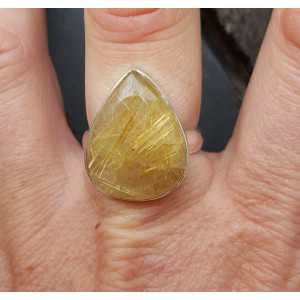 Silber ring cabochon gold Rutielkwarts 17.7 mm