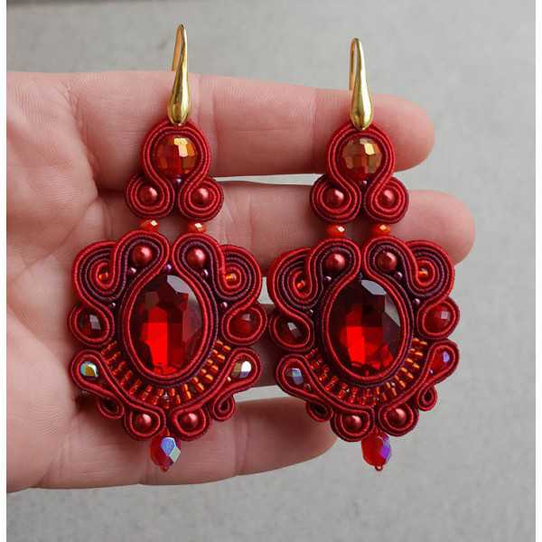 Earrings with red handmade pendant