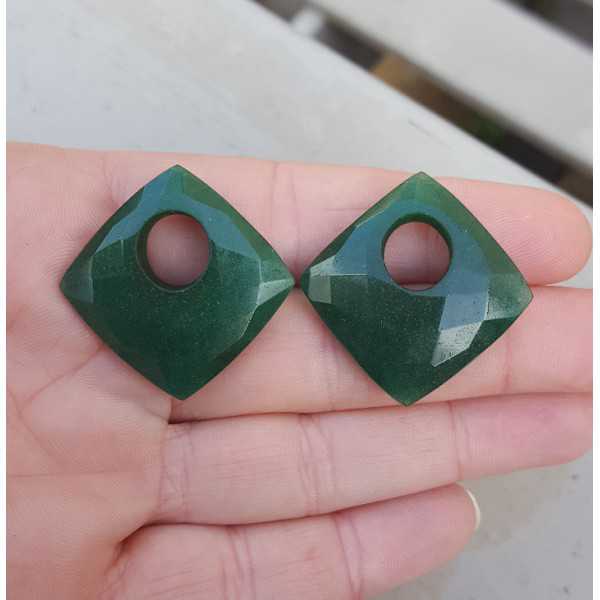 Creool hanger set vierkante Emerald