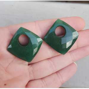 Creool hanger set vierkante Emerald