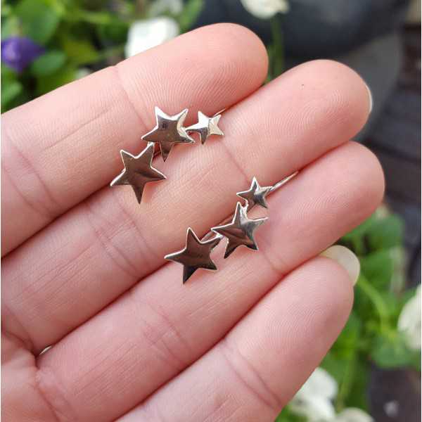 Silver earclimber with silver stars