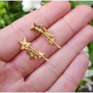 Gold plated earclimber with silver stars