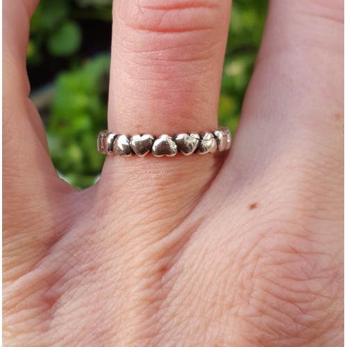 Zilveren ring hartjes verstelbaar