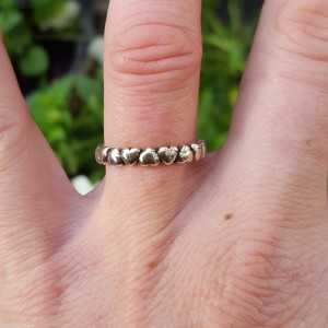 Silver ring hearts adjustable