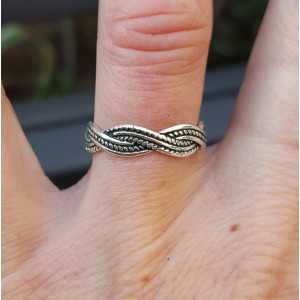 Zilveren ring gevlochten verstelbaar