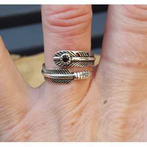 Silber Feder ring mit Stein verstellbar