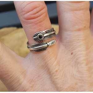 Silber Feder ring mit Stein verstellbar