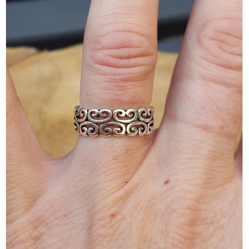 Zilveren ring wave verstelbaar