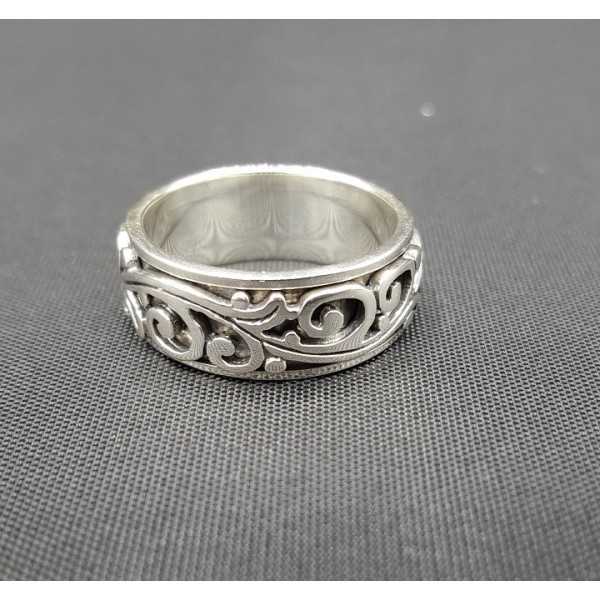 Zilveren bewerkte band ring 19 mm