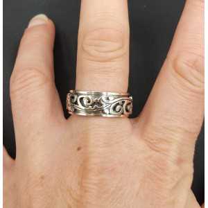 Silber geschnitzt-band-ring 19 mm