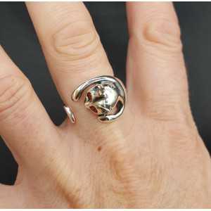 Silber ring Katze einstellbar