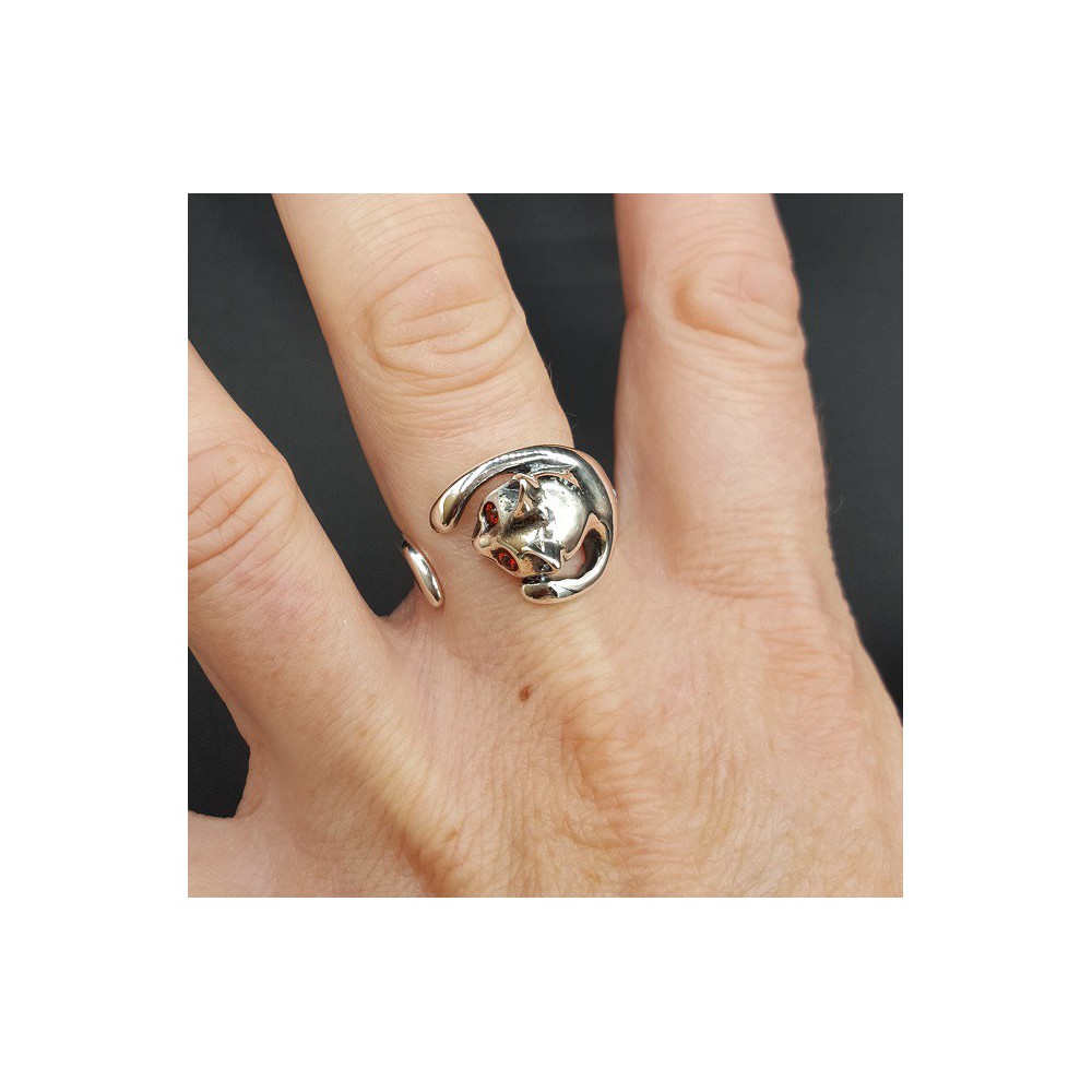 Silber ring Katze einstellbar