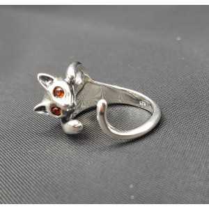 Zilveren ring kat verstelbaar