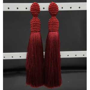 Bordeaux red tassel earrings