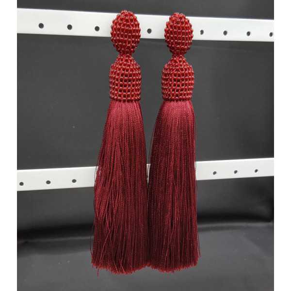 Bordeaux red tassel earrings