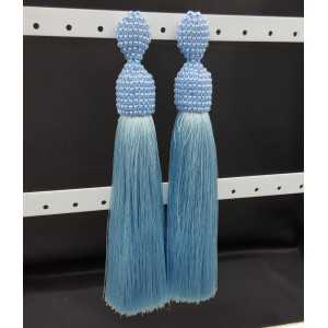 Light blue tassel earrings
