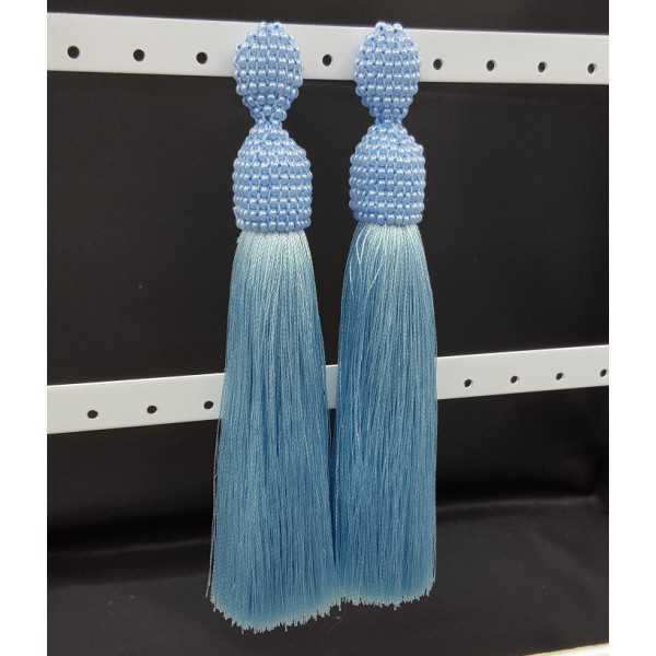 Light blue tassel earrings