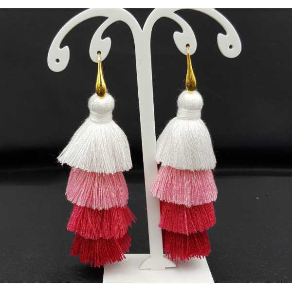 Earrings with four layers tassel