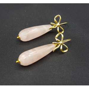 Earrings with small rose quartz briolet