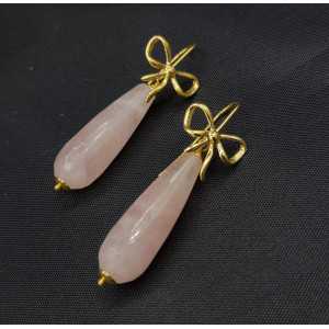 Earrings with small rose quartz briolet
