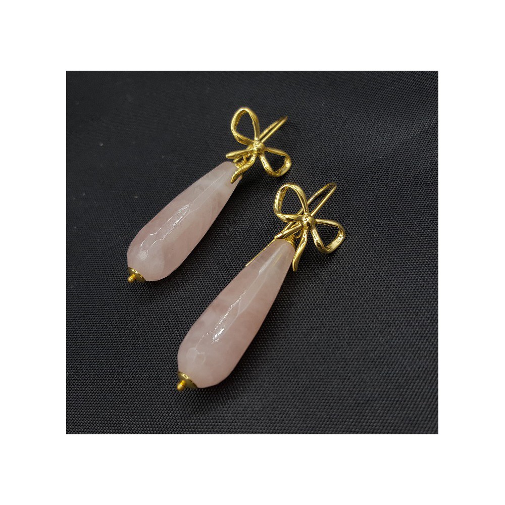 Earrings with small rose quartz briolet