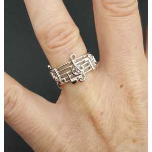 Silver ring with music ladder and nuts 16.5 mm