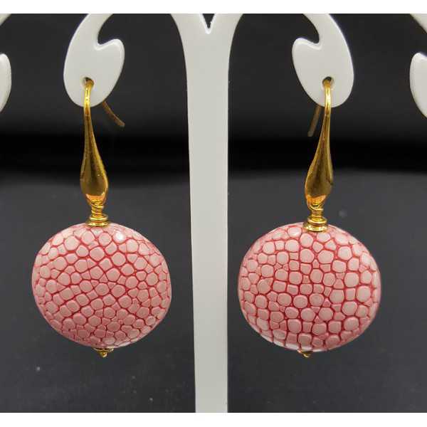 Earrings with light pink Roggenleer