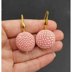 Earrings with light pink Roggenleer