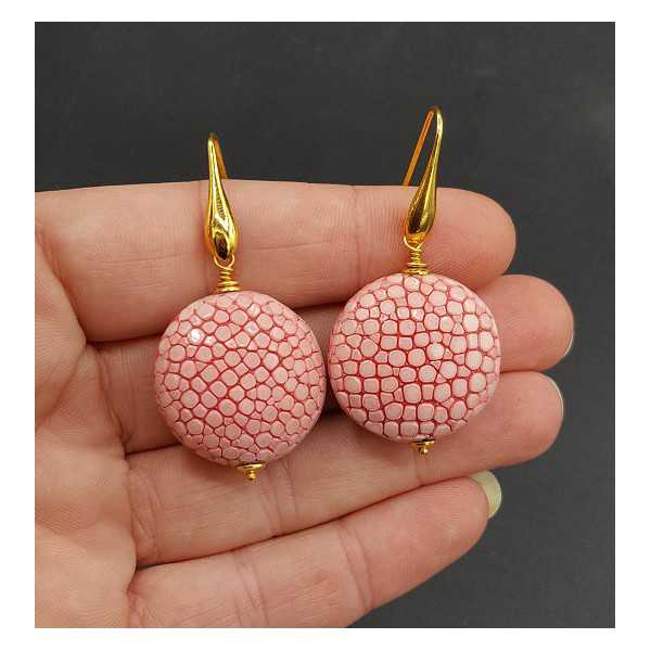 Ohrringe mit rosa Roggenleer