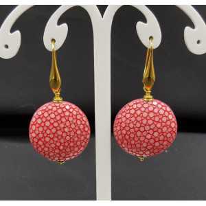 Earrings with dark pink Roggenleer