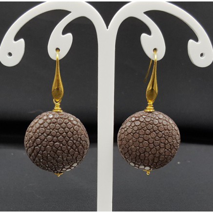 Oorbellen met bruin Roggenleer