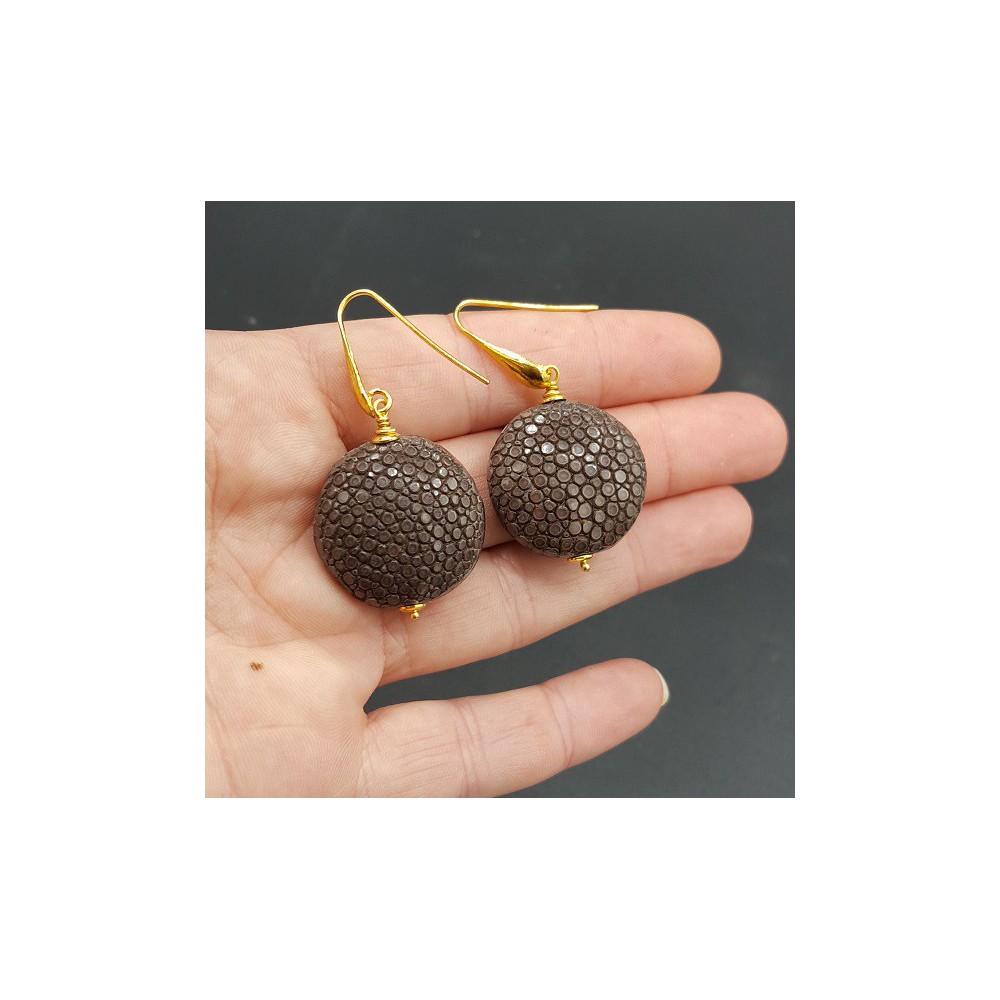 Oorbellen met bruin Roggenleer