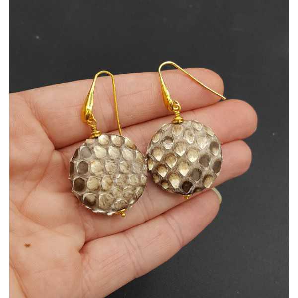 Earrings with natural Snakeskin