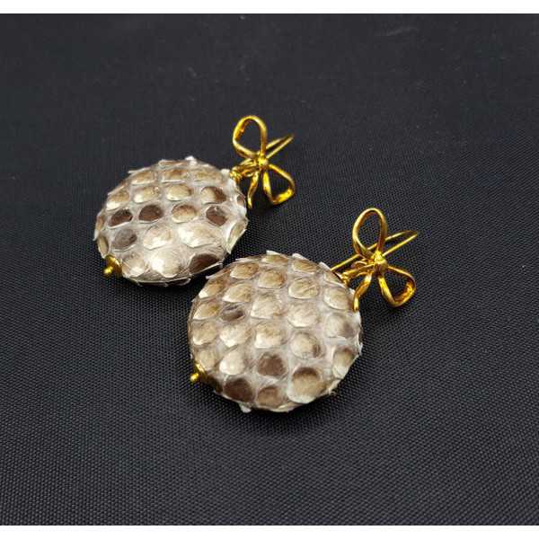 Earrings with natural Snakeskin