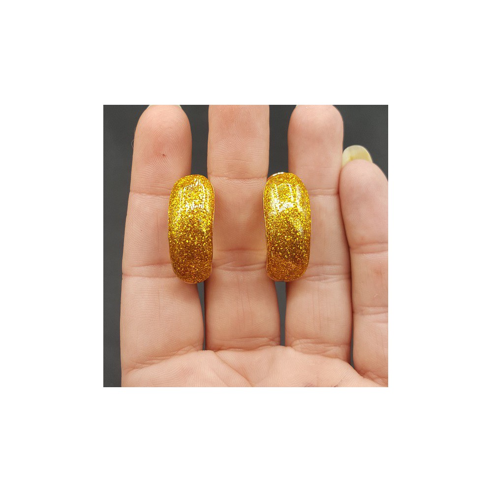 Gouden brede gouden glitter creolen