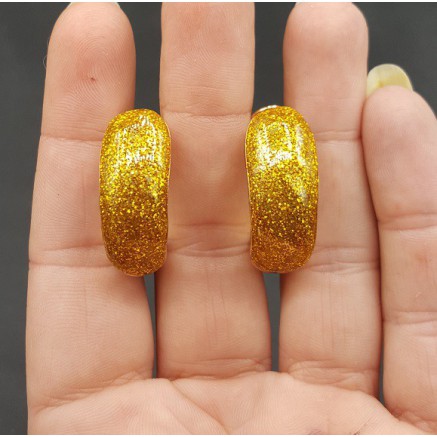 Gouden brede gouden glitter creolen